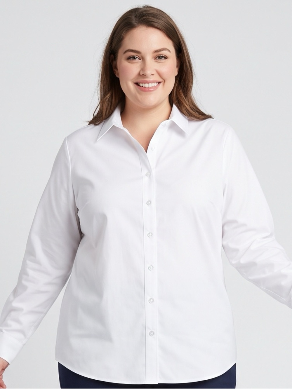 Classic White Button-Front Blouse with Collar